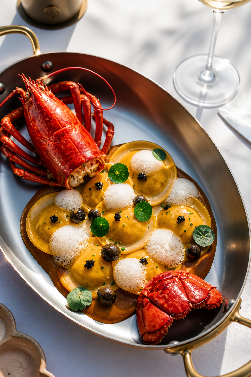 Lobster ravioli with caviar
