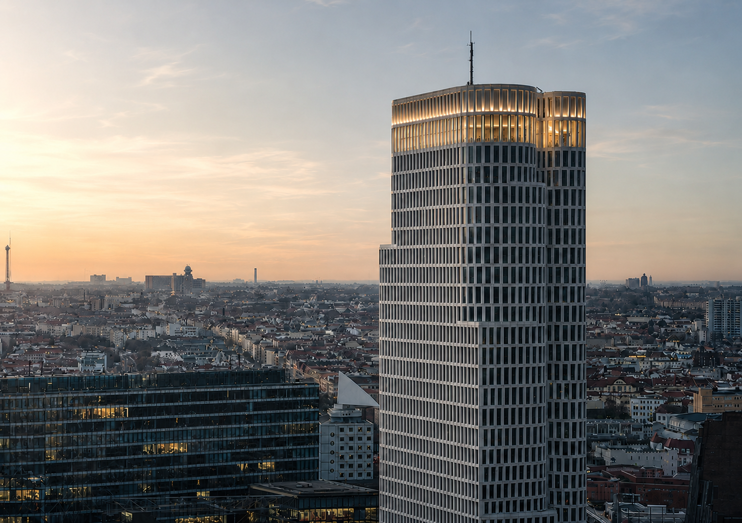 The Upper West tower at golden hour