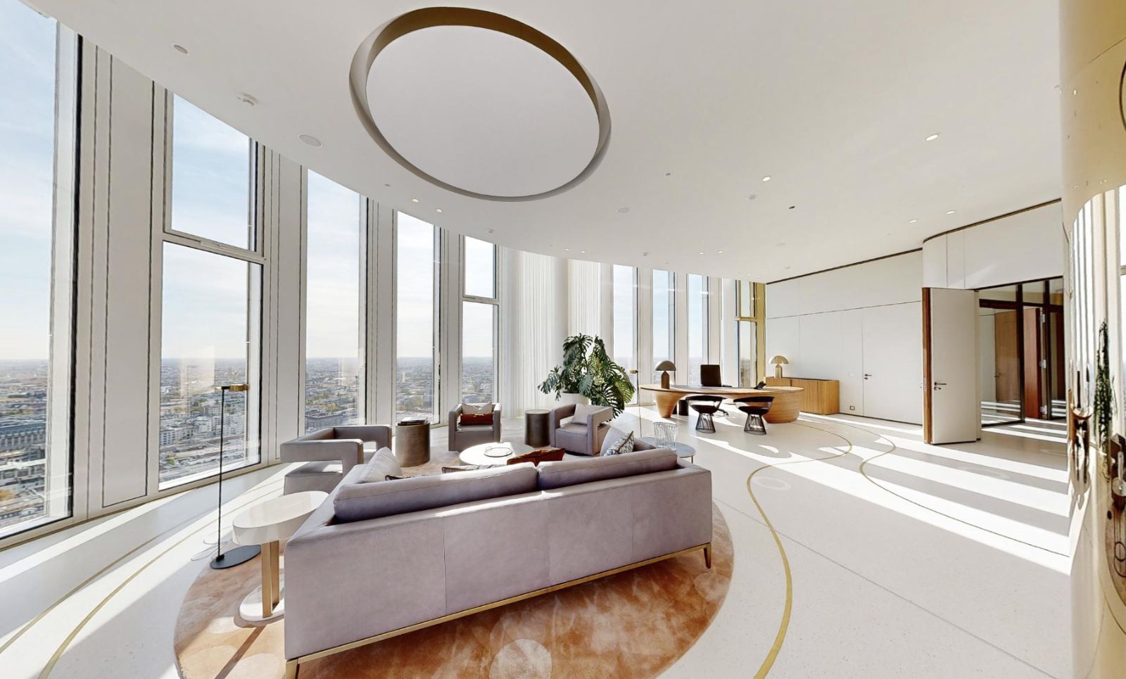 The residence living room above the city